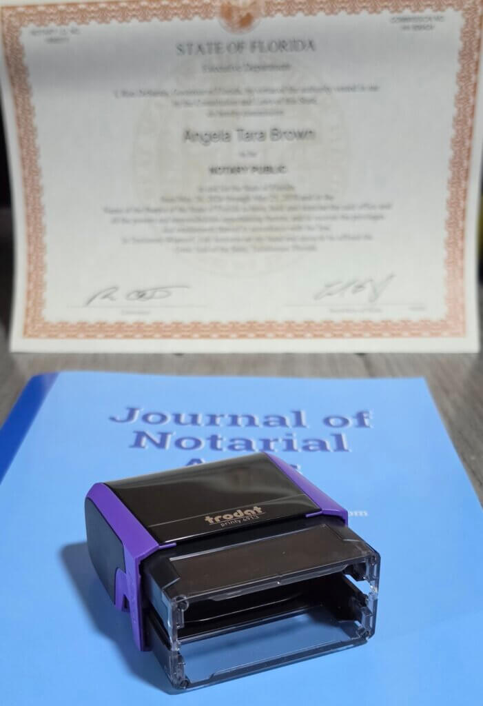 Florida Notary Public Certificate and Notary Stamp - Browns Mobile Notary Spring Hill FL